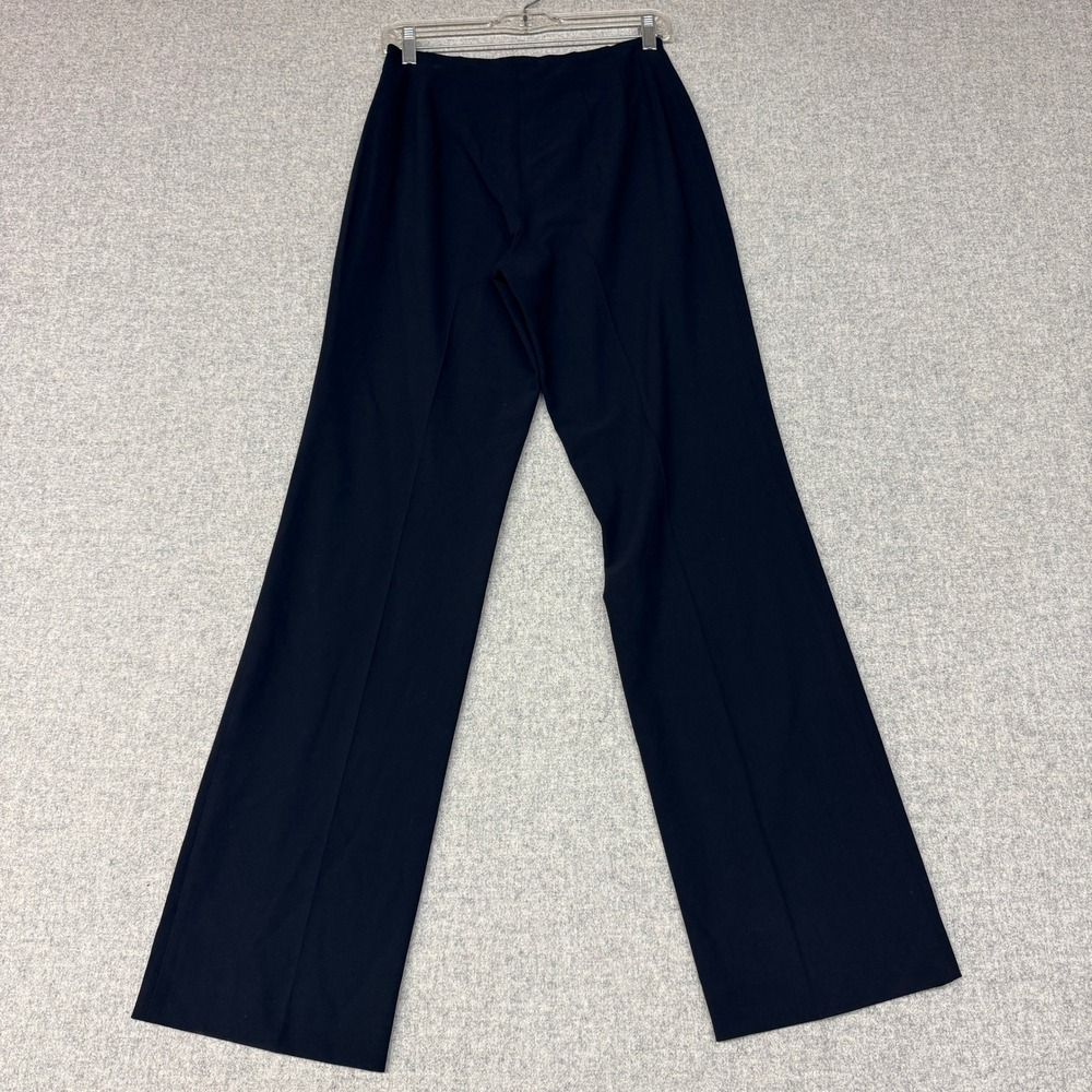 Piazza Sempione Dress Pants IT 44 US 8 Navy Blue Wide Leg Stretch Wool Side Zip - Picture 7 of 9